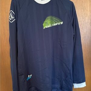 Volcom Dark Blue Long Sleeve with Green Accents
